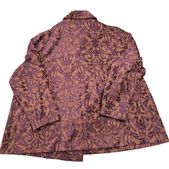 Boyne Valley Weavers Ireland  Plum Brocade Tapestry Blazer jacket Sz 3X - Picture 3 of 6